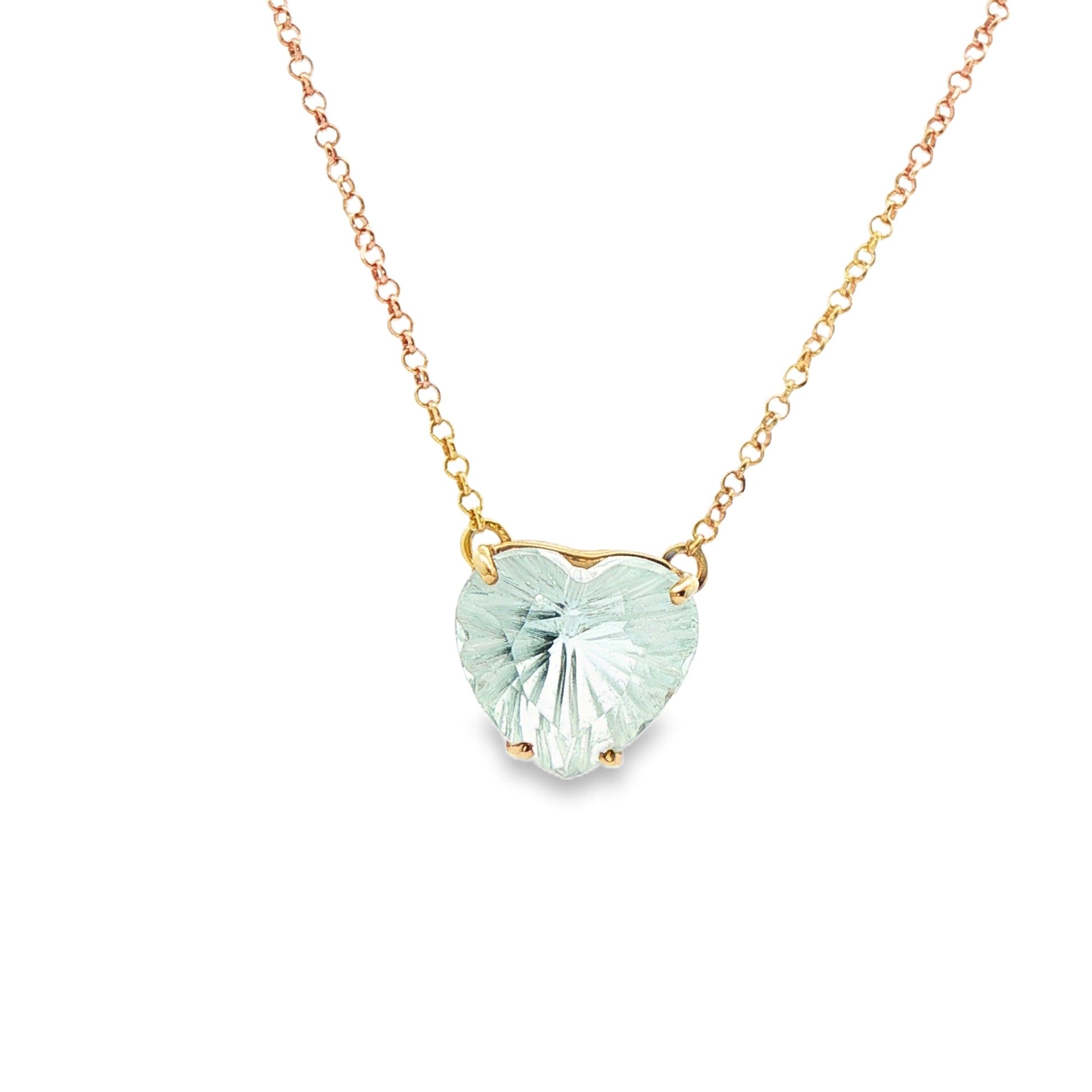 Yellow Gold Necklace with Heart-Shaped Topaz Pendant