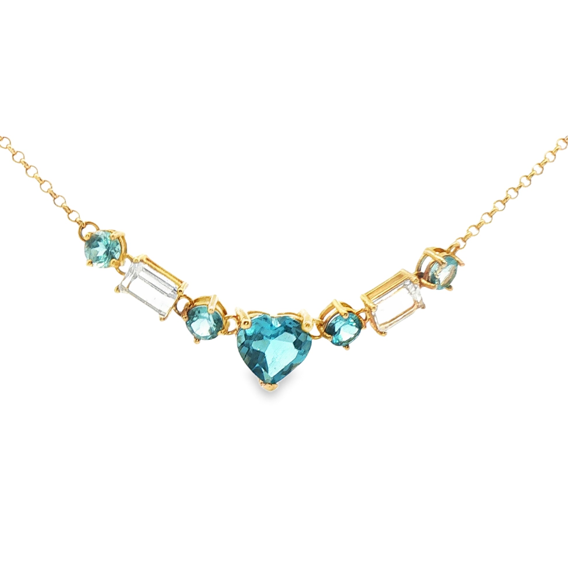 Yellow Gold Heart Topaz Necklace