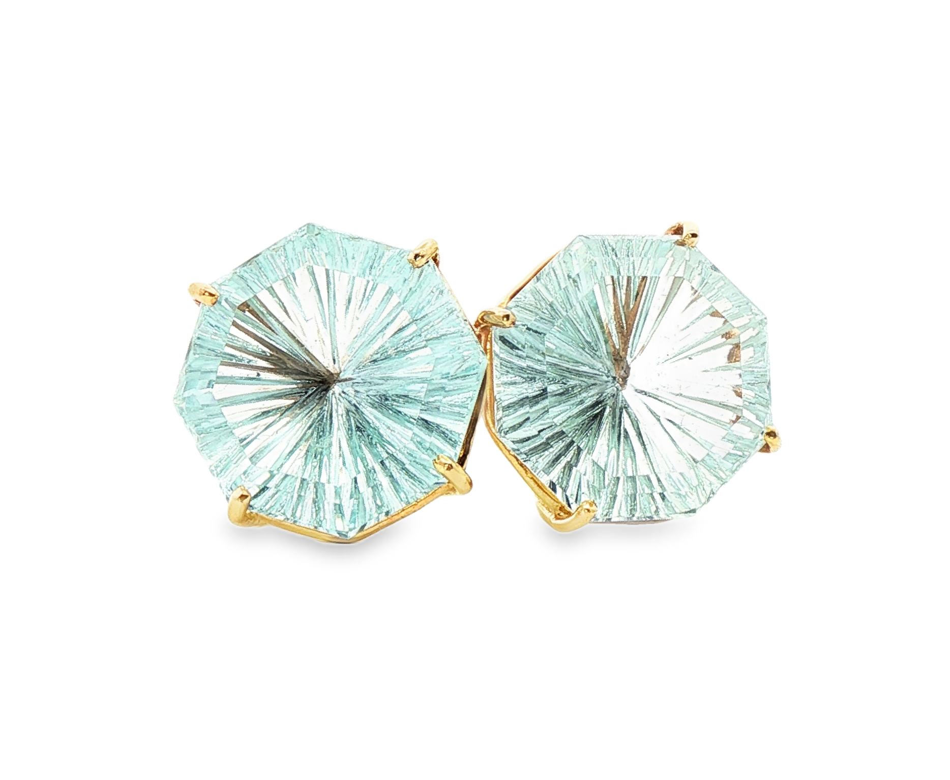 Yellow Gold Earrings with XL Octagon topaz