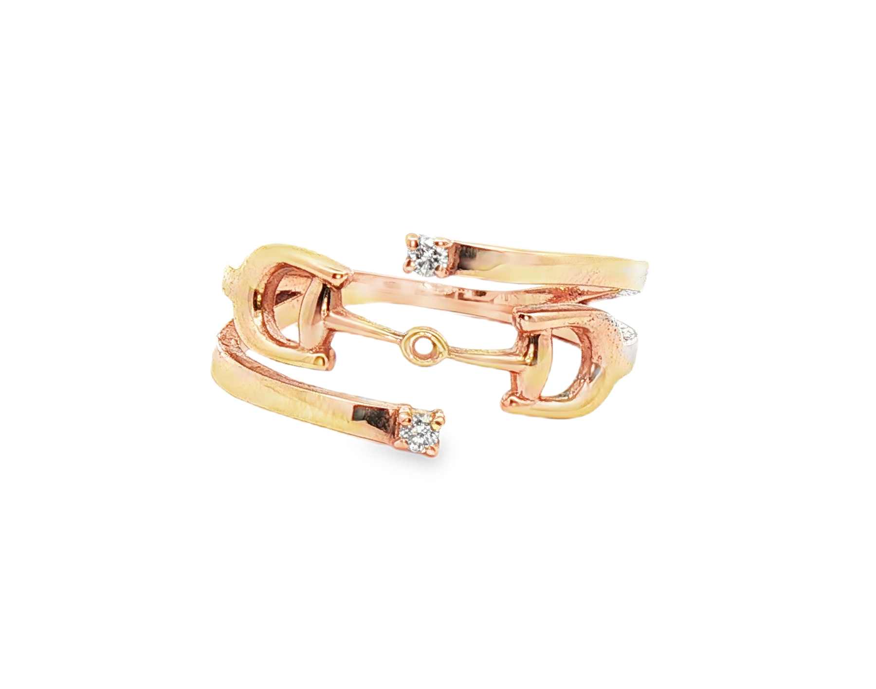 Rose Gold Bit Ring with Diamonds
