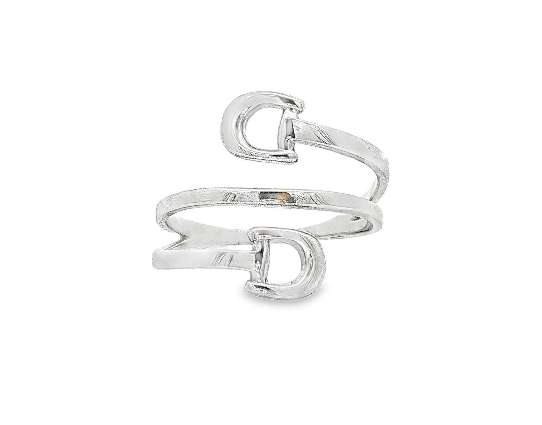 Equestrian Snaffle Bit Wrap Ring in White Gold