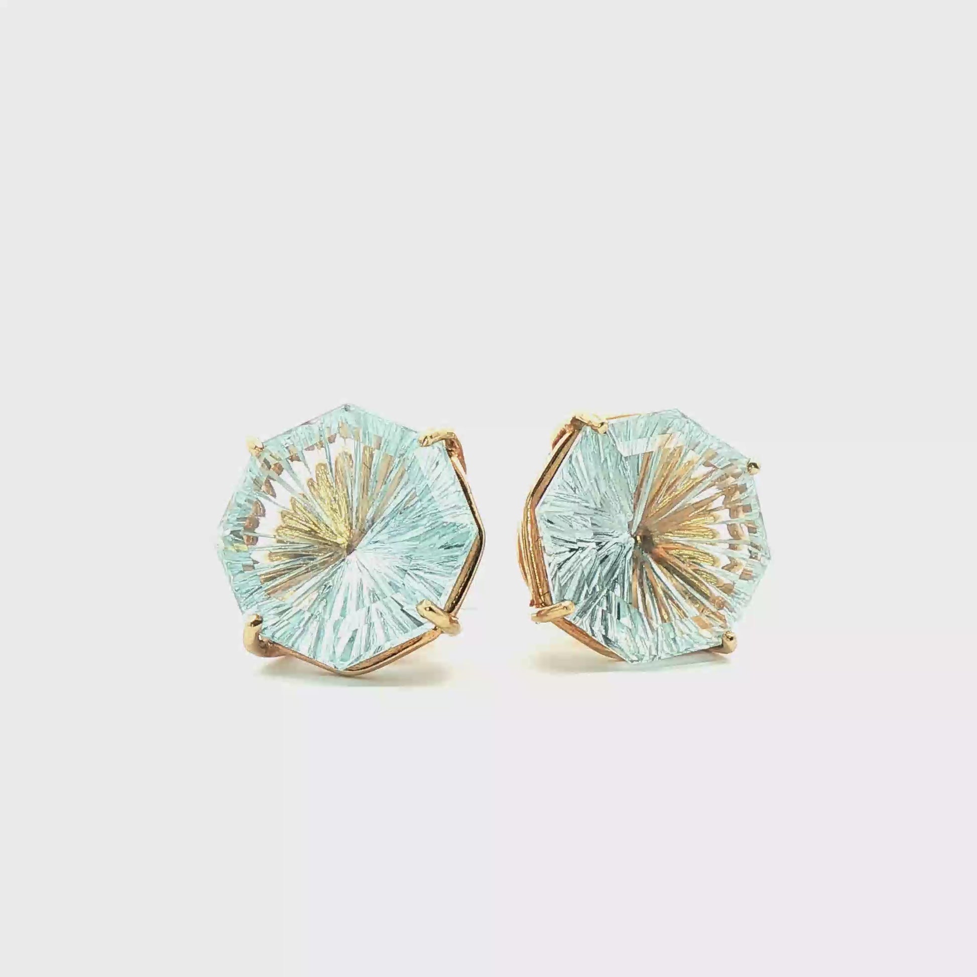 Yellow Gold Earrings with XL Octagon topaz